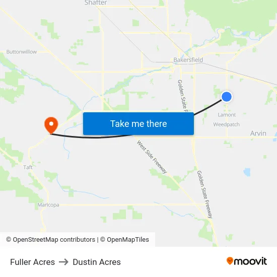 Fuller Acres to Dustin Acres map