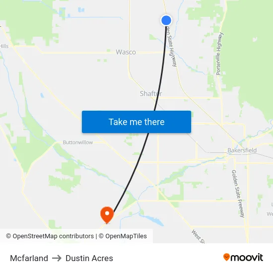 Mcfarland to Dustin Acres map