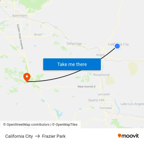 California City to Frazier Park map