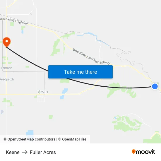 Keene to Fuller Acres map