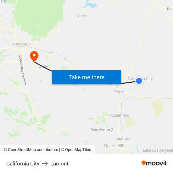 California City to Lamont map