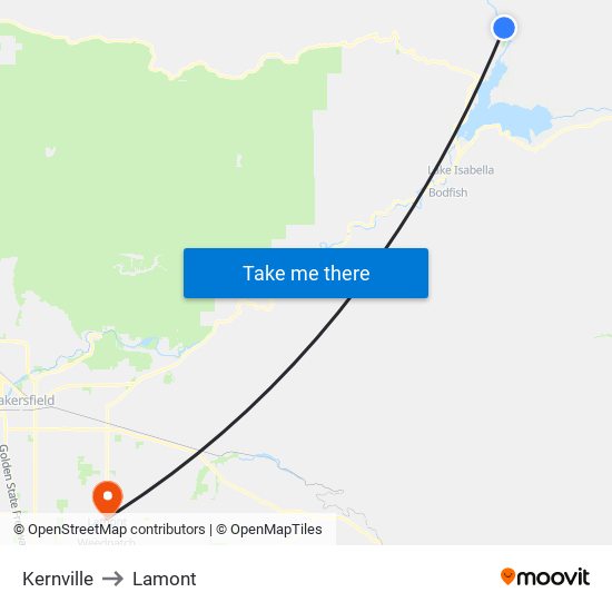 Kernville to Lamont map