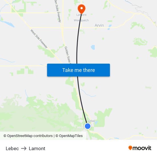 Lebec to Lamont map