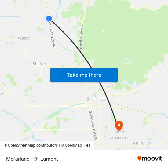 Mcfarland to Lamont map