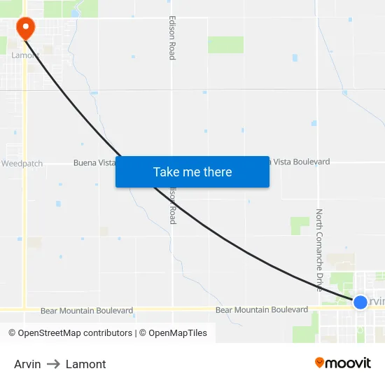 Arvin to Lamont map