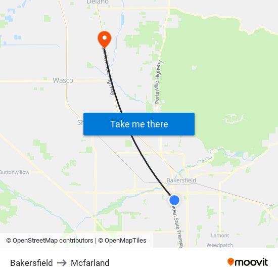 Bakersfield to Mcfarland map