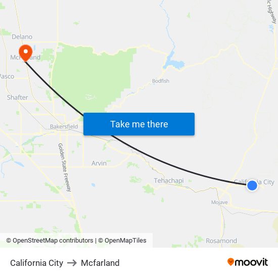 California City to Mcfarland map