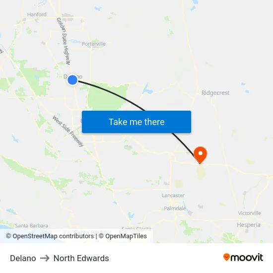 Delano to North Edwards map