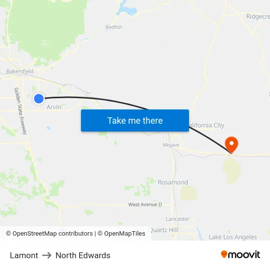 Lamont to North Edwards map