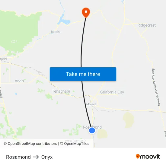 Rosamond to Onyx map