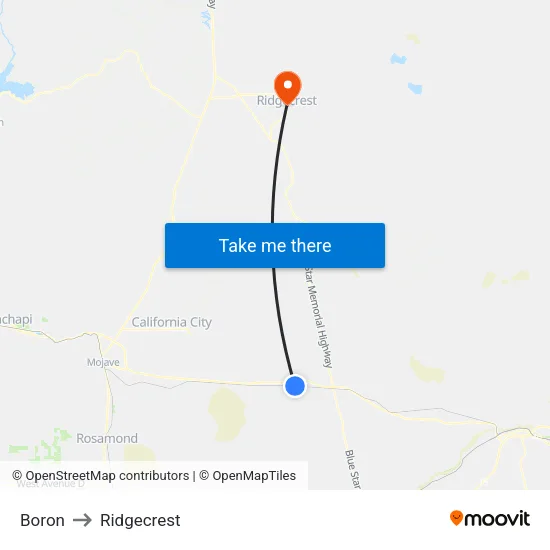 Boron to Ridgecrest map