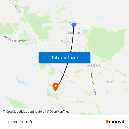 Delano to Taft map