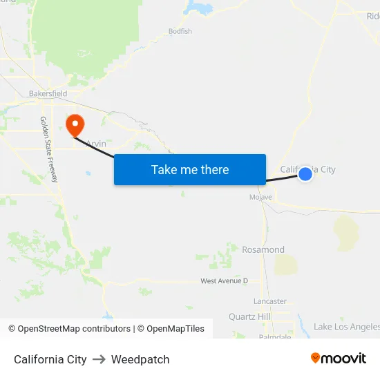 California City to Weedpatch map