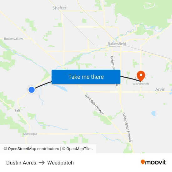 Dustin Acres to Weedpatch map