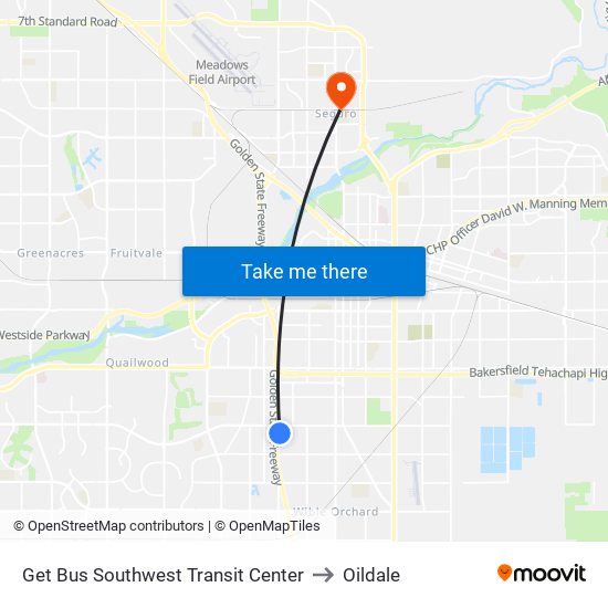 Get Bus Southwest Transit Center to Oildale map