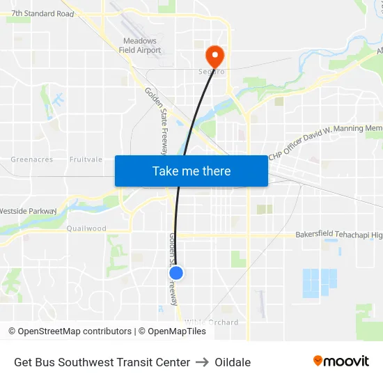 Get Bus Southwest Transit Center to Oildale map