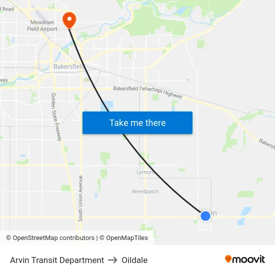Arvin Transit Department to Oildale map