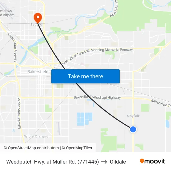 Weedpatch Hwy. at Muller Rd. (771445) to Oildale map