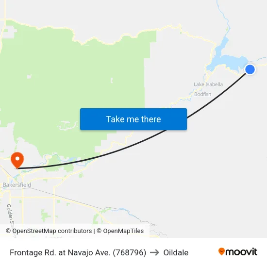 Frontage Rd. at Navajo Ave. (768796) to Oildale map