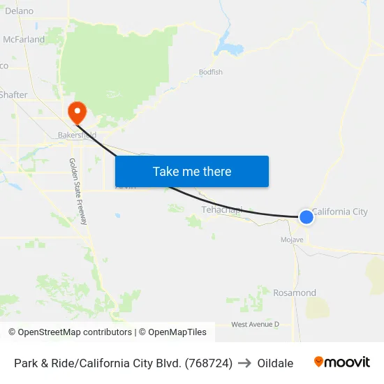 Park & Ride/California City Blvd. (768724) to Oildale map