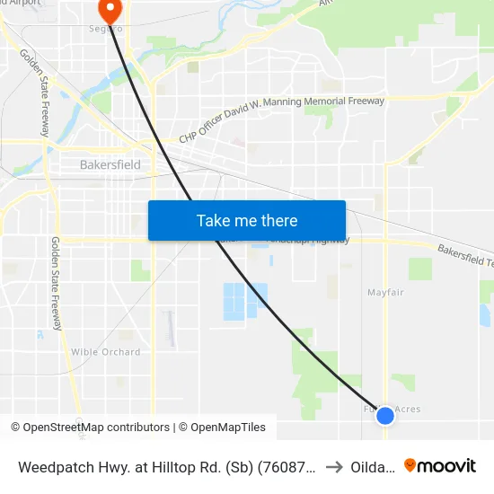 Weedpatch Hwy. at Hilltop Rd. (Sb) (760874) to Oildale map