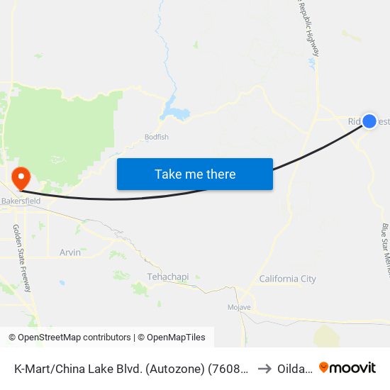K-Mart/China Lake Blvd. (Autozone) (760802) to Oildale map