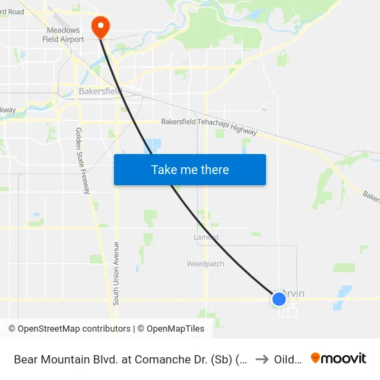 Bear Mountain Blvd. at Comanche Dr. (Sb) (769828) to Oildale map