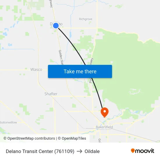 Delano Transit Center (761109) to Oildale map