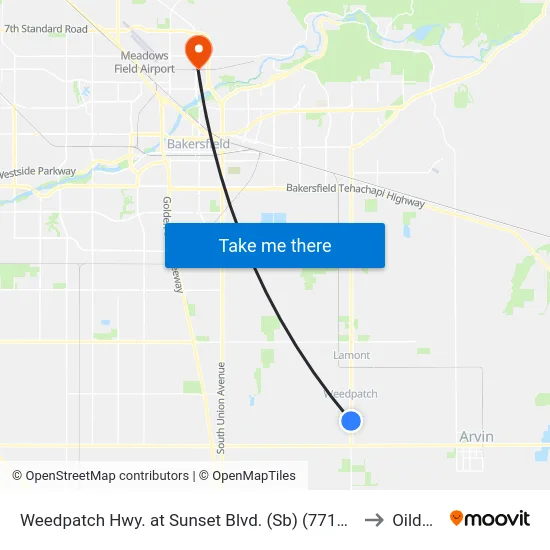 Weedpatch Hwy. at Sunset Blvd. (Sb) (771441) to Oildale map