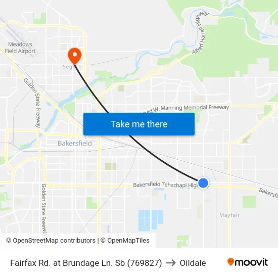 Fairfax Rd. at Brundage Ln. Sb (769827) to Oildale map