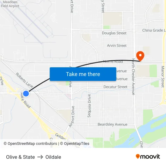 Olive & State to Oildale map