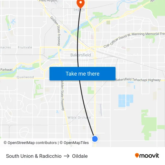South Union & Radicchio to Oildale map
