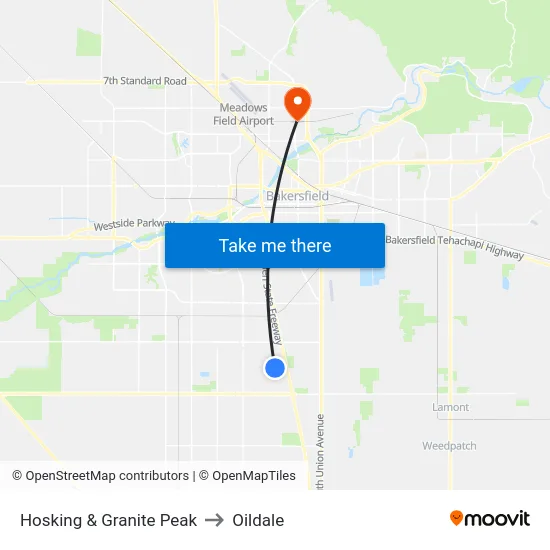 Hosking & Granite Peak to Oildale map