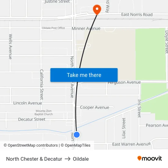 North Chester & Decatur to Oildale map