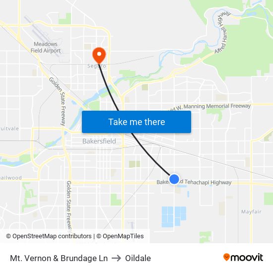 Mt. Vernon & Brundage Ln to Oildale map