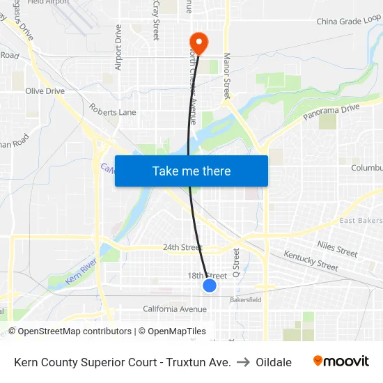 Kern County Superior Court - Truxtun Ave. to Oildale map