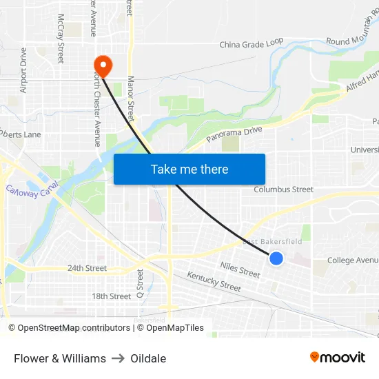 Flower & Williams to Oildale map
