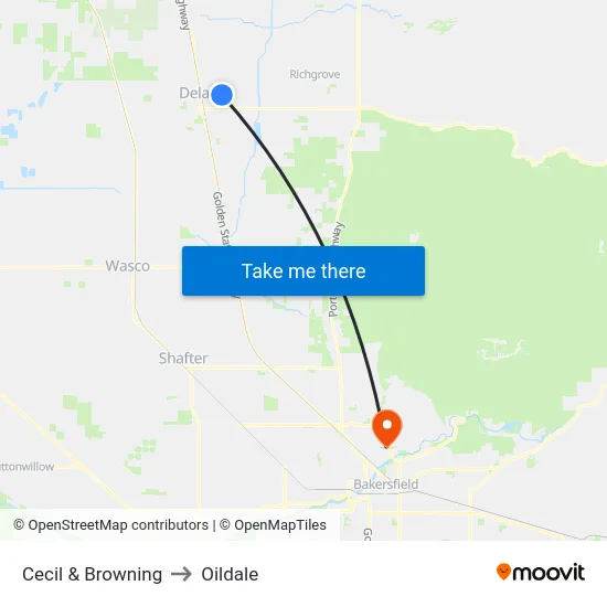 Cecil & Browning to Oildale map