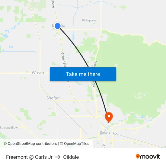 Freemont @ Carls Jr to Oildale map