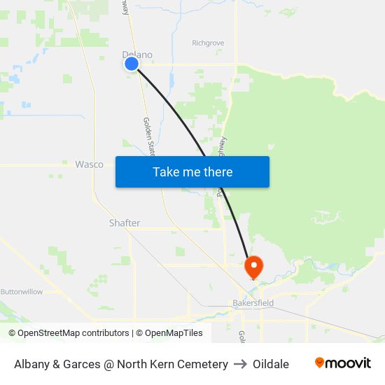 Albany  & Garces @ North Kern Cemetery to Oildale map