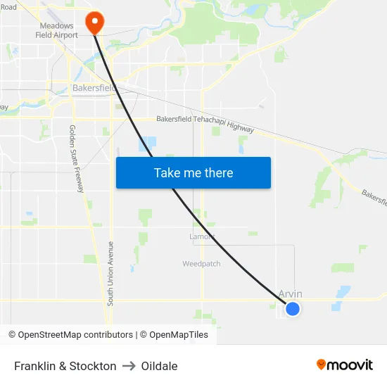 Franklin & Stockton to Oildale map