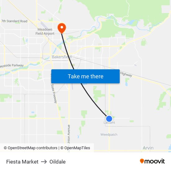 Fiesta Market to Oildale map