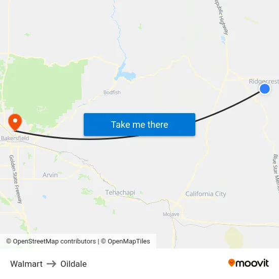 Walmart to Oildale map