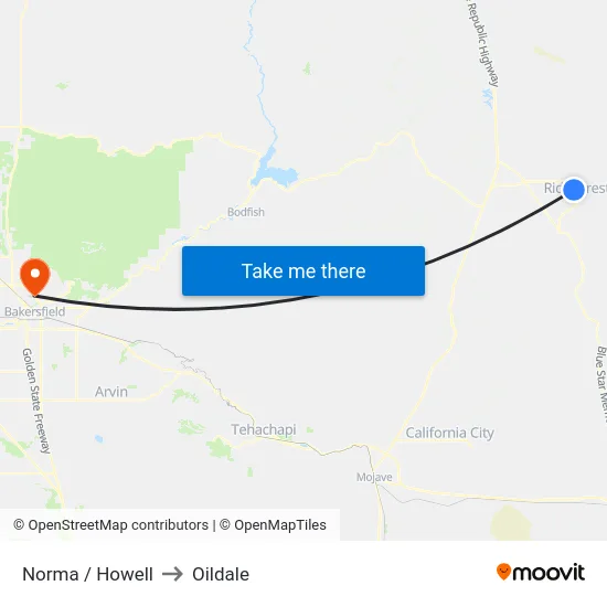 Norma / Howell to Oildale map
