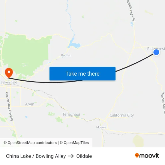 China Lake / Bowling Alley to Oildale map