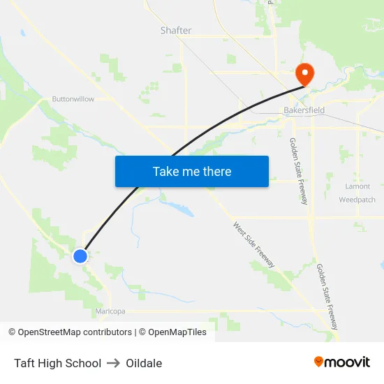 Taft High School to Oildale map