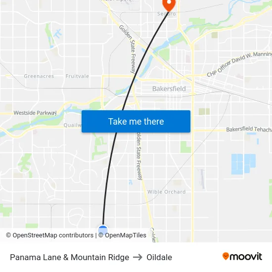Panama Lane & Mountain Ridge to Oildale map