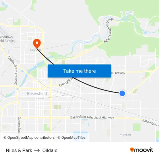 Niles & Park to Oildale map