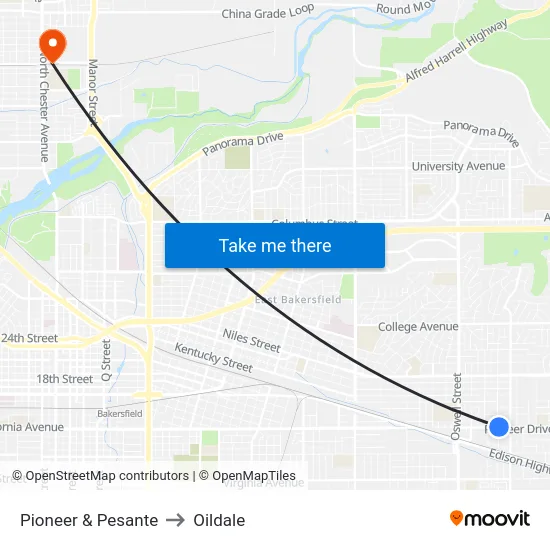 Pioneer & Pesante to Oildale map