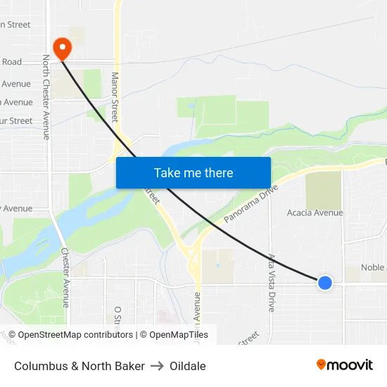 Columbus & North Baker to Oildale map